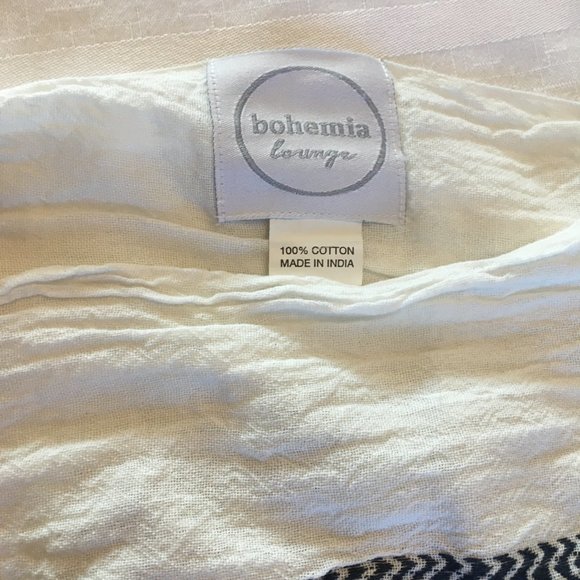 SLATE AND SALT BOHEMIA LOUNGE navy embroidered cotton scarf Ethical Fair Trade L - Picture 5 of 5